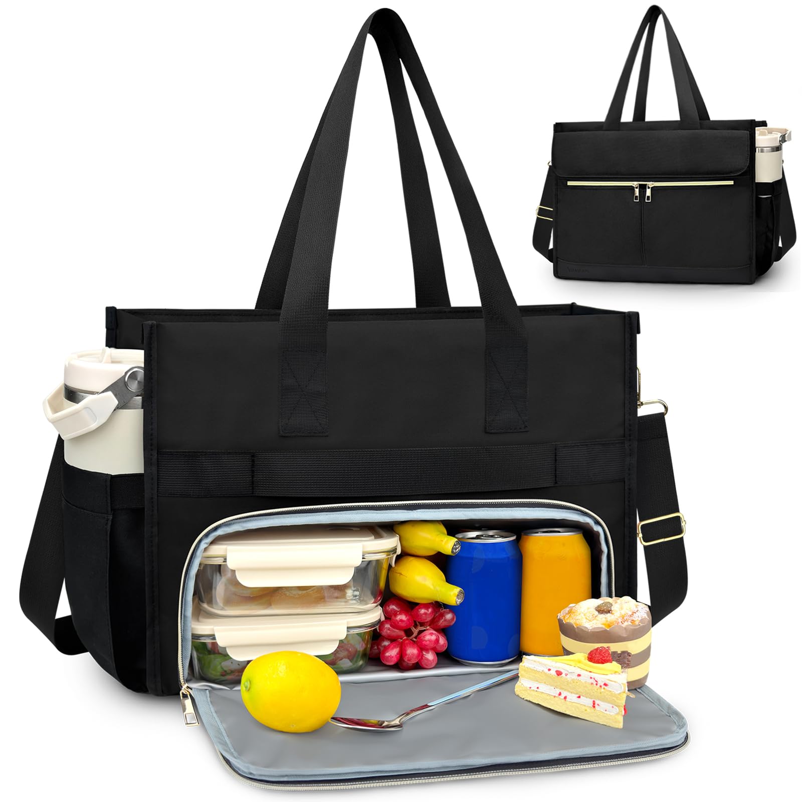 PASMAN insulated lunch bag with front compartment keeps your 15.6-inch laptop protected on the go.
