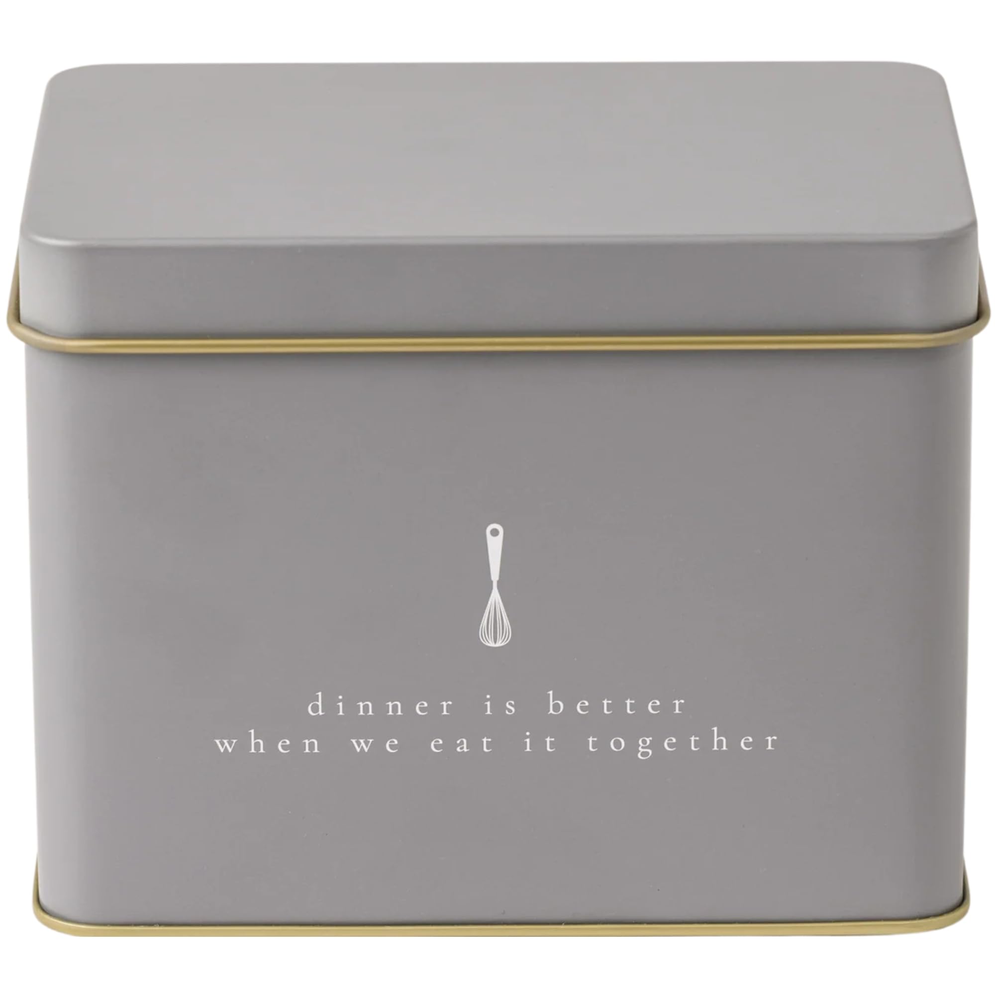Passionate Penny Pincher recipe tin grey keeps heirloom cards organized and protected.