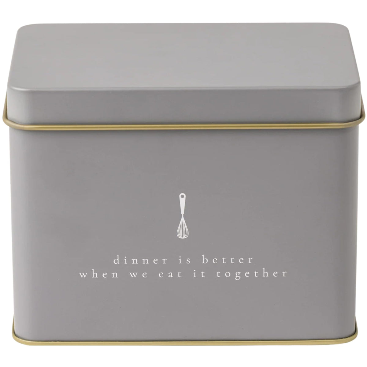Passionate Penny Pincher recipe tin grey keeps heirloom cards organized and protected.
