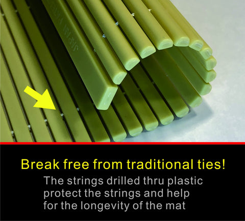 Pat & Doris mat shows drilled plastic anchors for lasting durability.