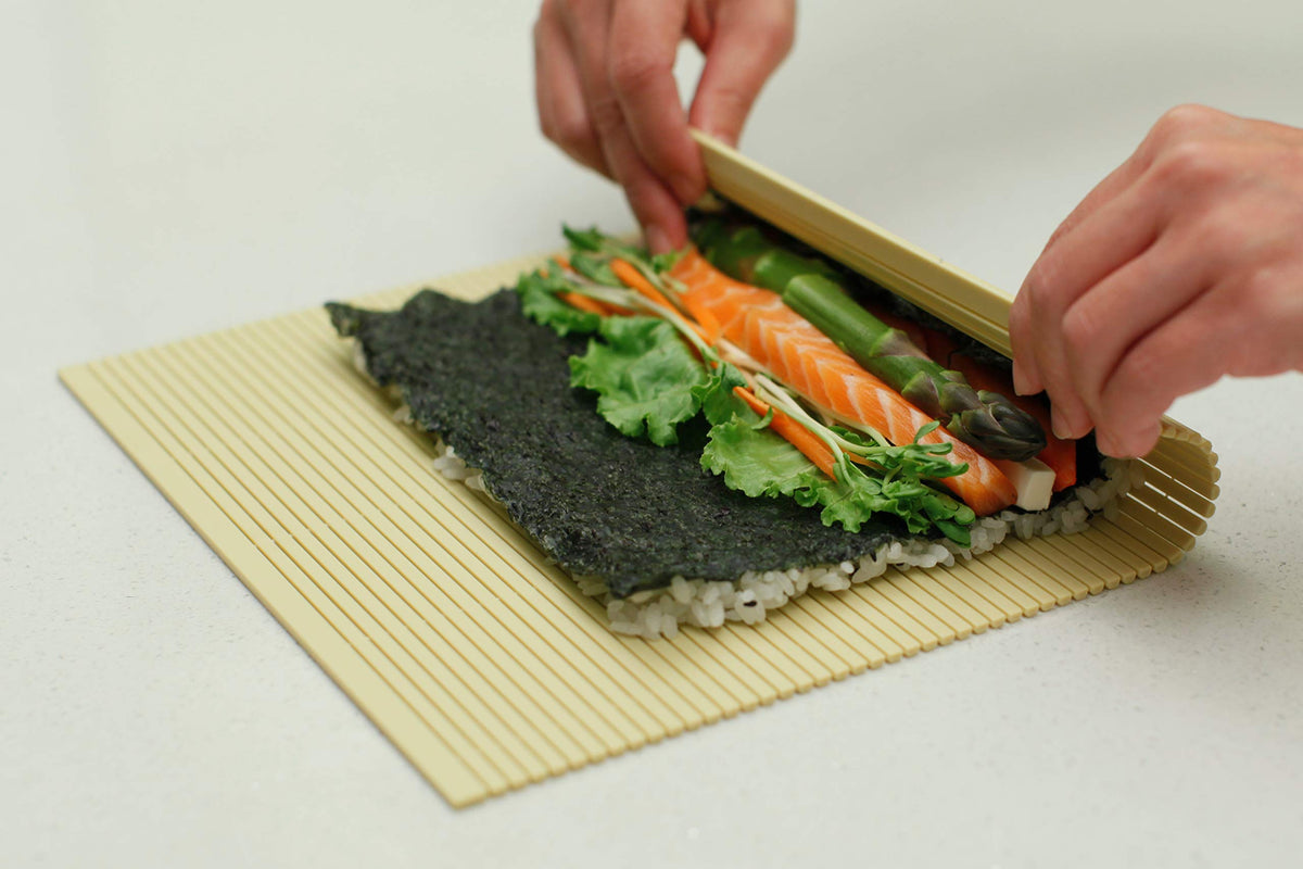Pat & Doris sushi mat with a nonstick surface for easy rolling.