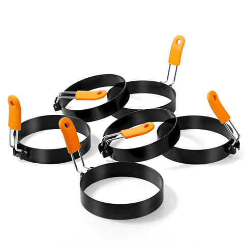 Patelai 6pc stainless steel egg-ring set for precise breakfast shapes.