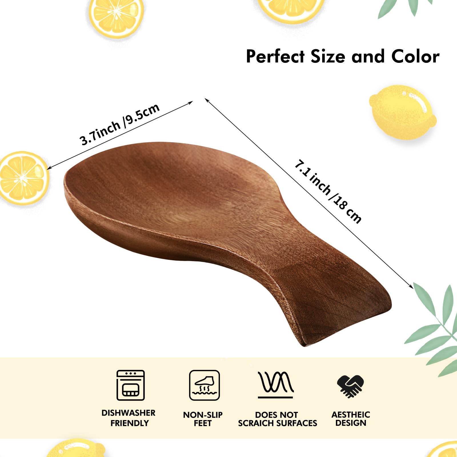Patelai Acacia spoon rest on countertop protects surfaces during cooking sessions.