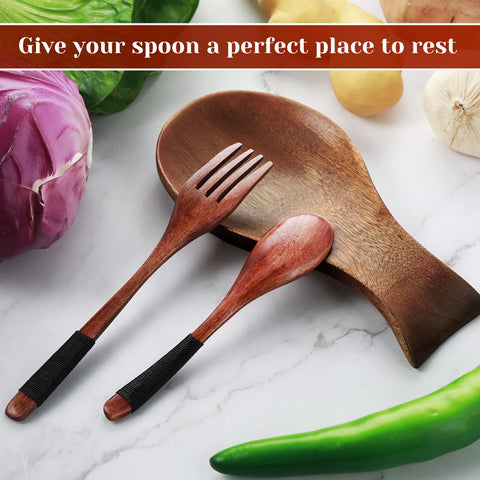 Patelai Acacia spoon rest helps kitchen organization and reduces mess.