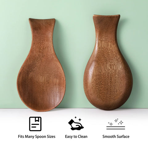 Patelai Acacia spoon rest wood grain close-up showcases natural craftsmanship and durability.