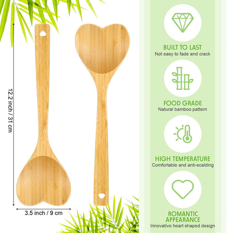 Patelai bamboo spoon with heart design adds romance and serves as a hanging kitchen decor.