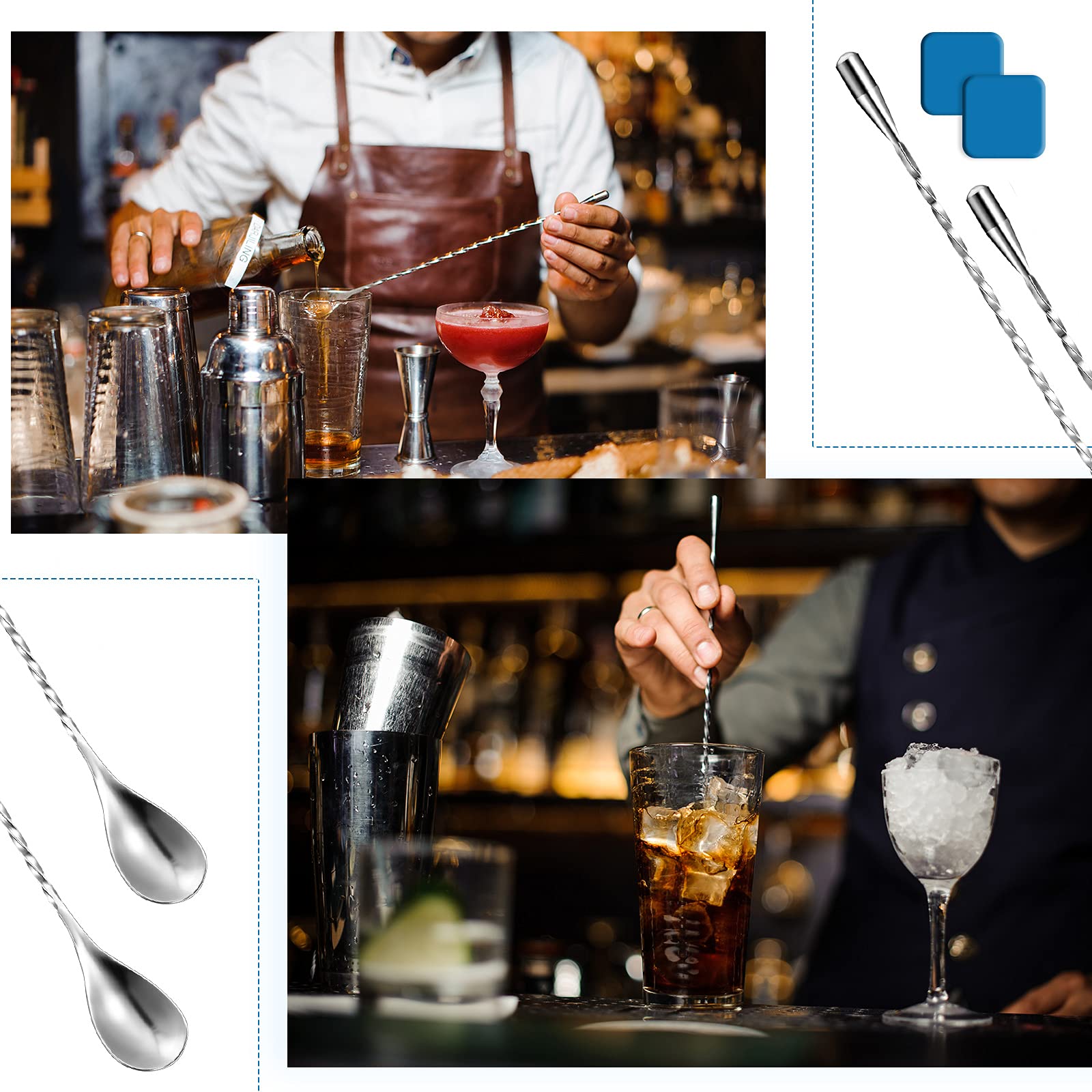 Patelai stainless steel spiral spoon showing long handle for precise stirring