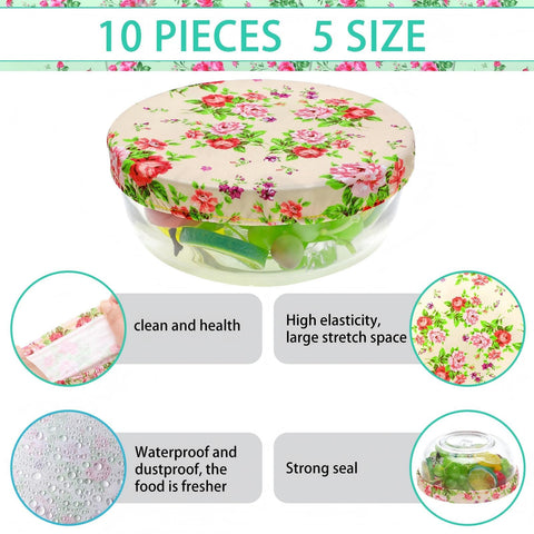 Patelai bowl covers with floral red pink green patterns for cheerful meal prep