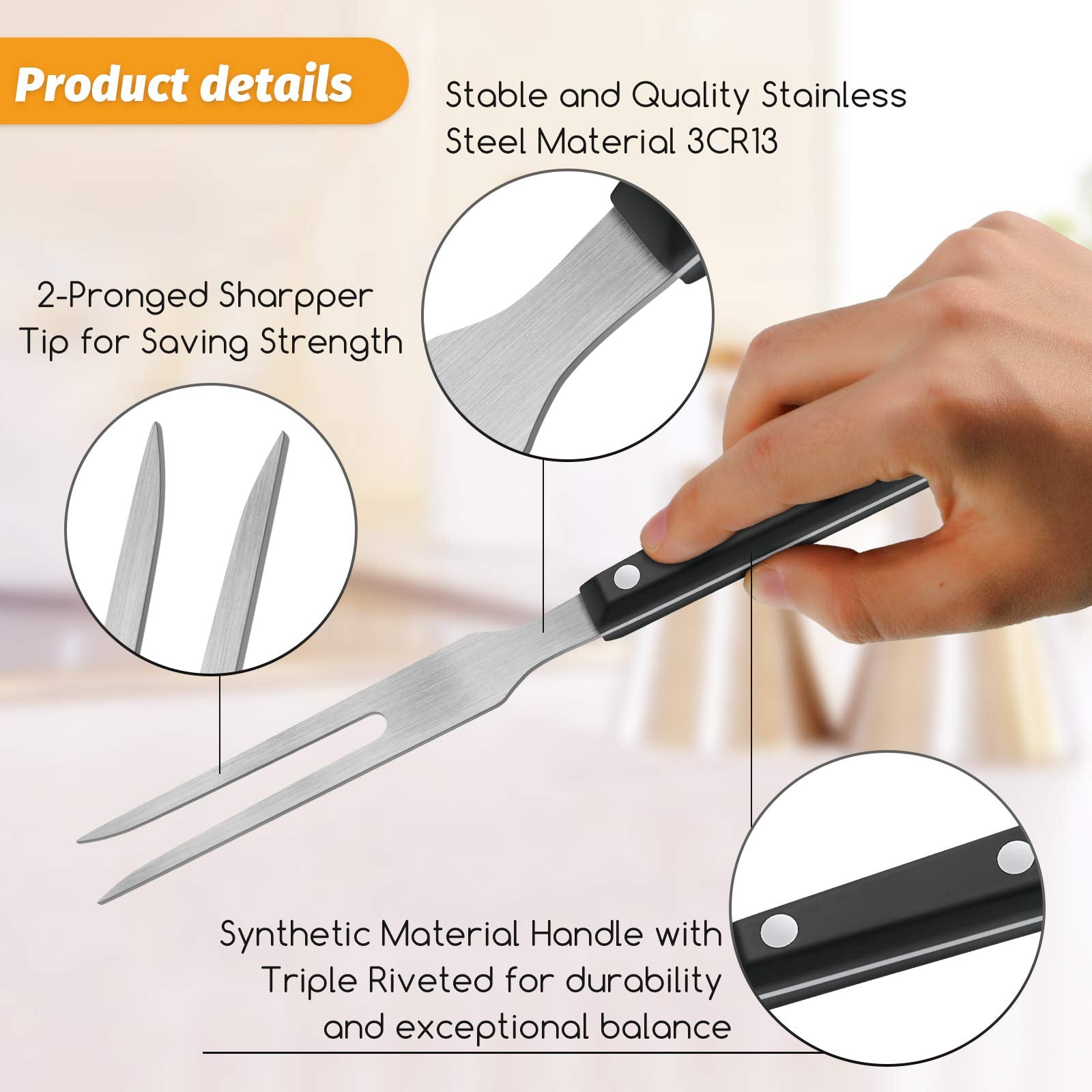 Patelai carving forks plastic handle offers heat resistance and slip-free grip