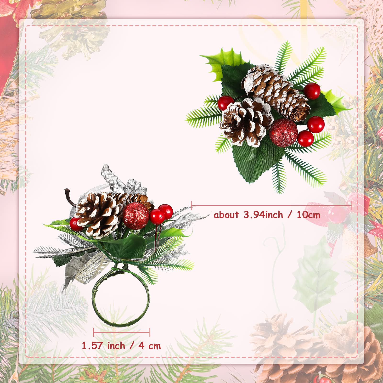 Patelai pinecone napkin rings on a holiday table display
