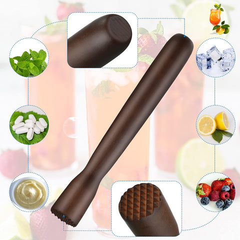 Patelai wooden muddler highlighting beech wood texture for fruit muddling