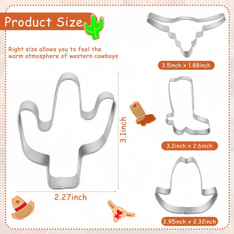 Patelai cowboy cookie cutter set star shape for themed cookies