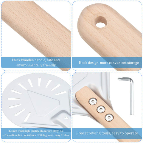 Patelai detachable wooden handle pizza peel for safer two-part setup