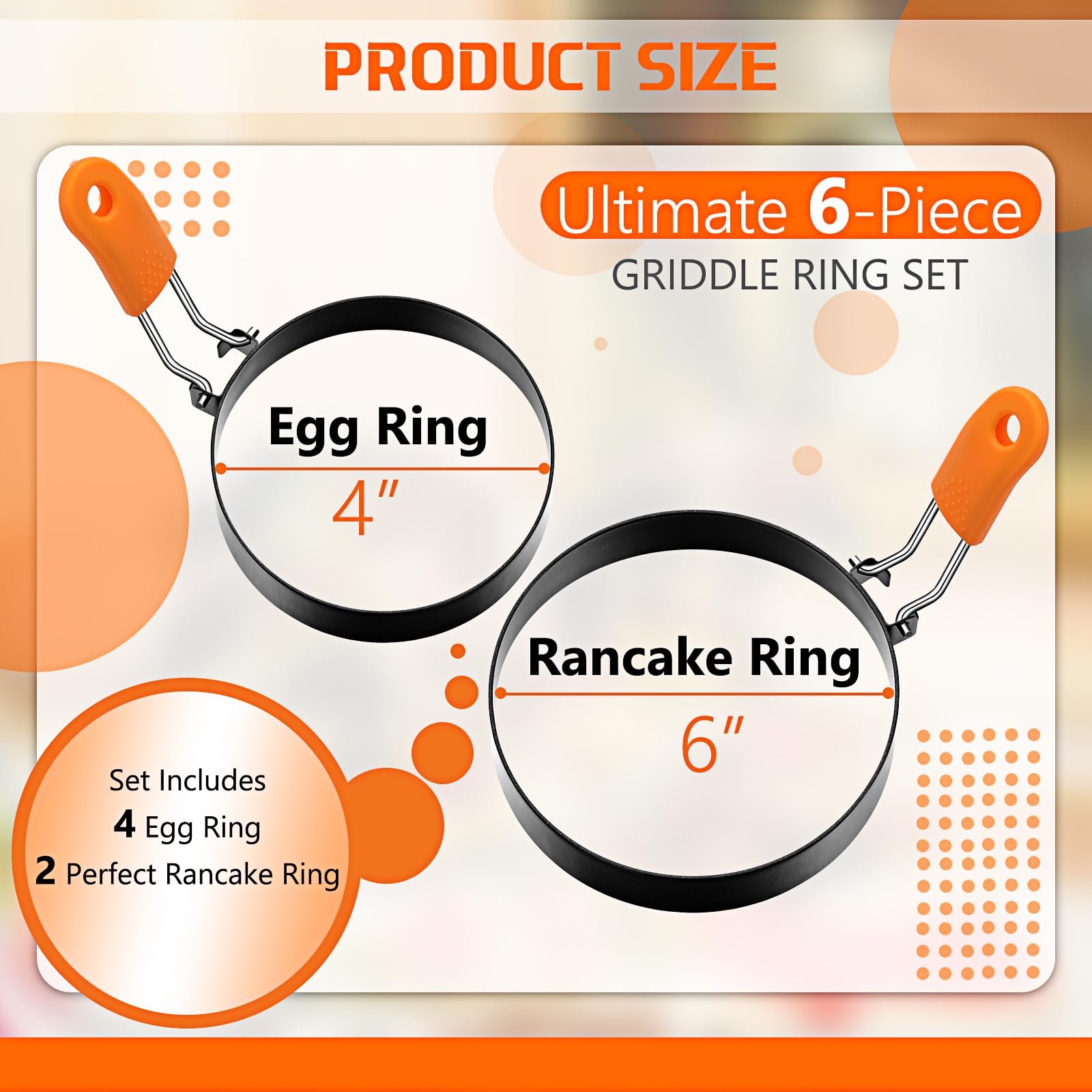 Patelai egg-ring six-inch shape for uniform pancakes and omelets