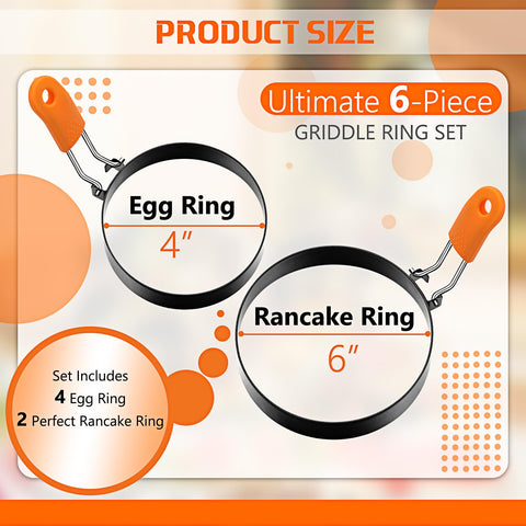 Patelai egg-ring six-inch shape for uniform pancakes and omelets