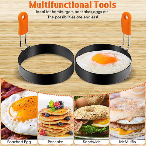Patelai egg-ring with orange silicone handle for comfortable grip.