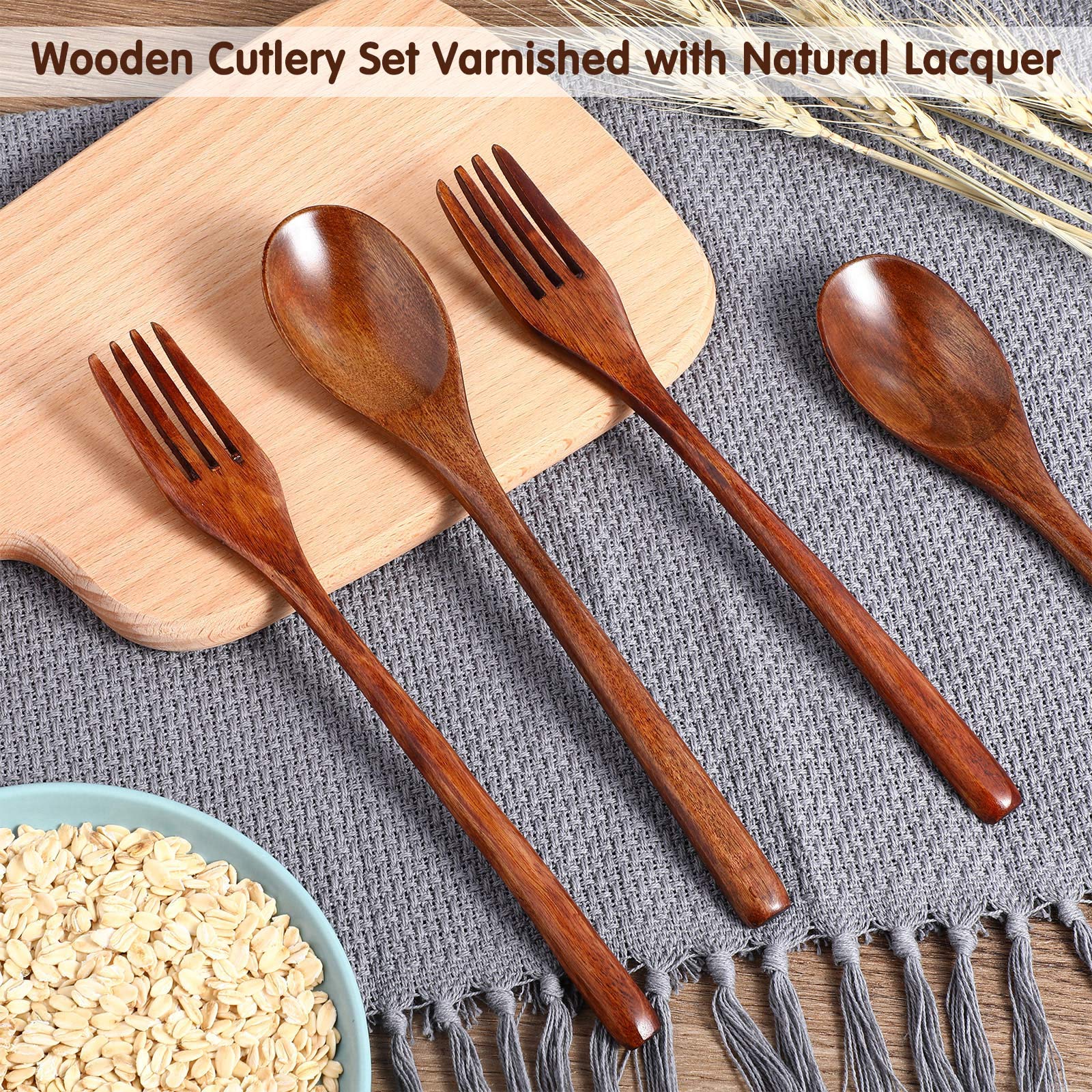Patelai wooden forks with ergonomic handles for easy scooping and eating