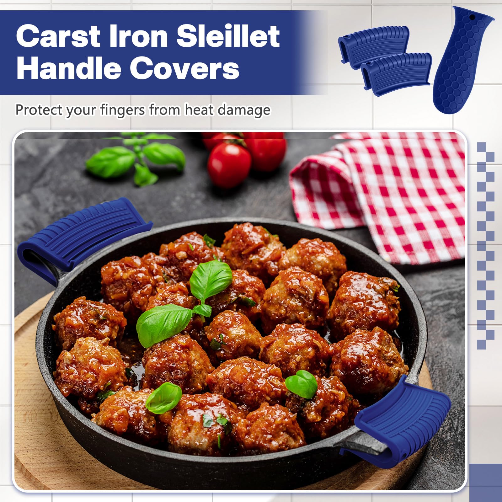 Patelai silicone sleeve on cast iron pan handle for safer handling