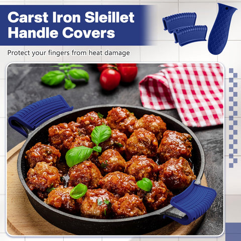 Patelai silicone sleeve on cast iron pan handle for safer handling