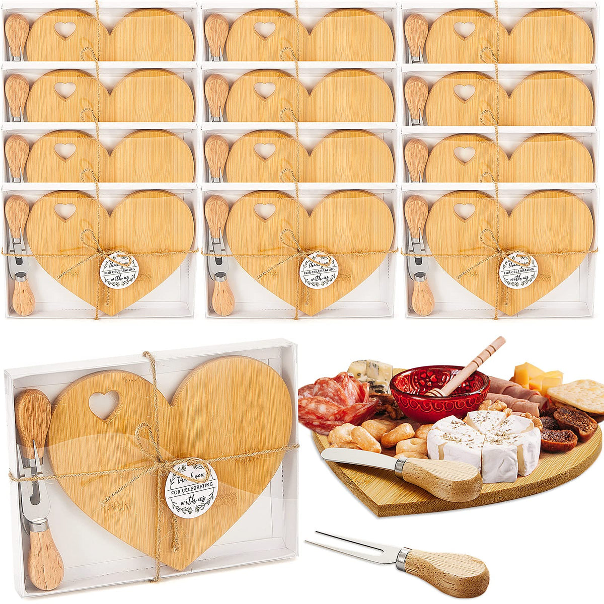 Patelai heart cheese board set on table for elegant gifts