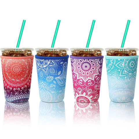 Patelai iced coffee sleeve with rose pattern keeps hands dry during sipping