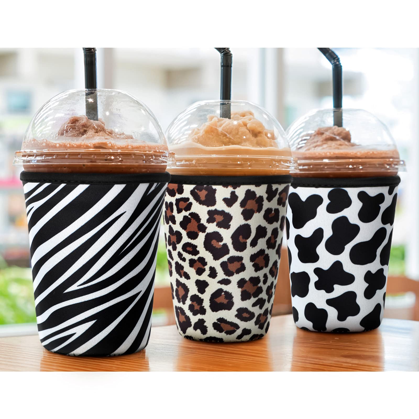 Patelai sleeve on a cold drink offers easy grip and moisture reduction.