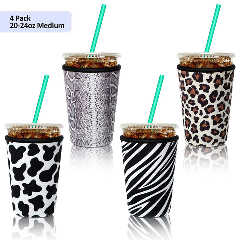 Patelai zebra print sleeve guards against condensation on the go.
