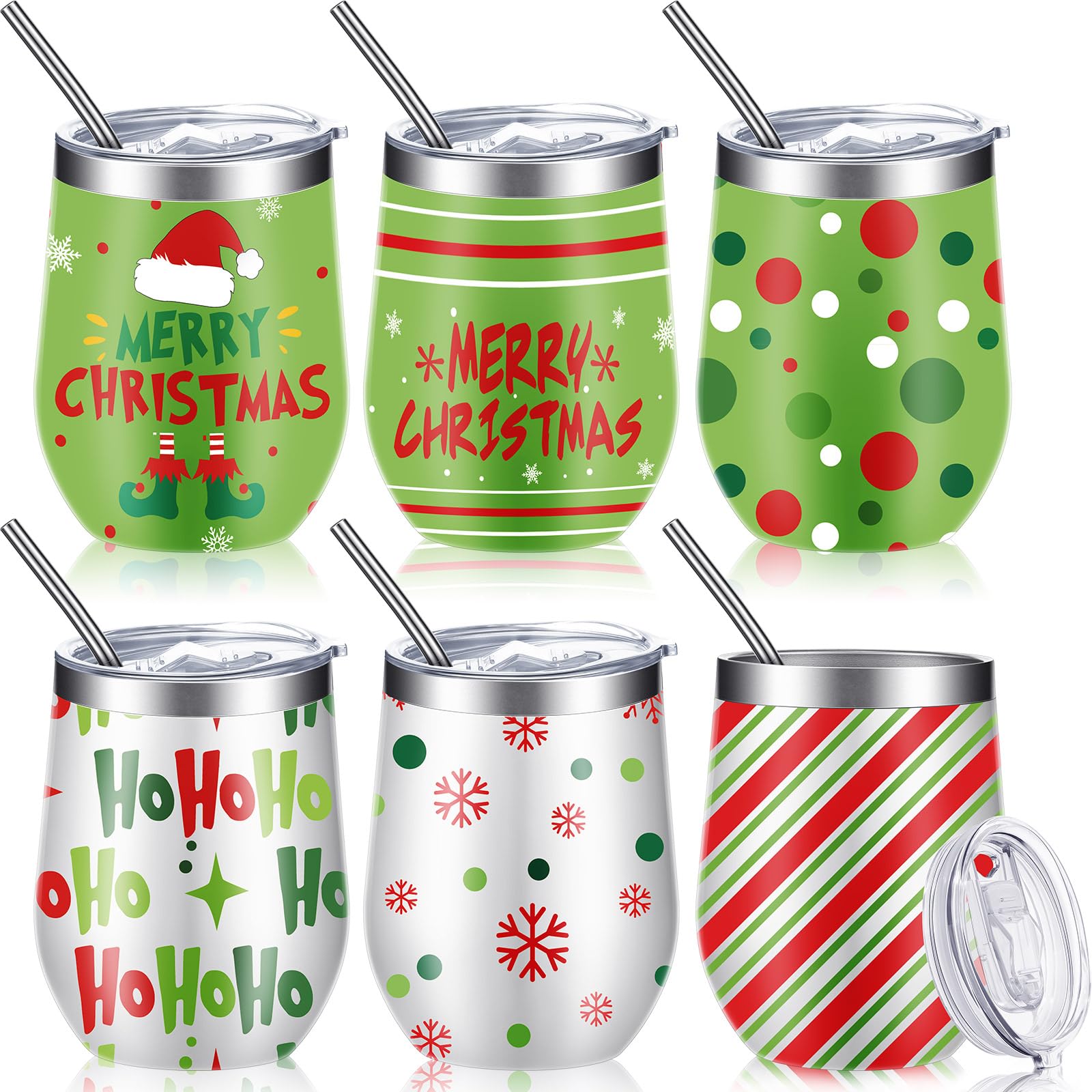Patelai lime green Christmas wine tumbler pattern 1 for festive gatherings