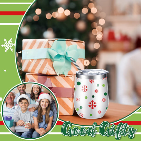Patelai lime green Christmas wine tumbler pattern 6, fits cup holders for travel
