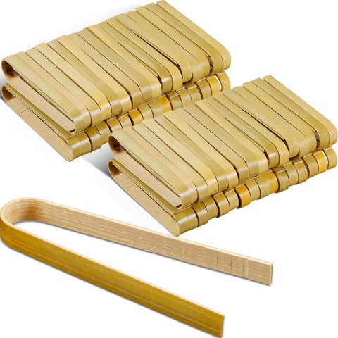 Patelai mini bamboo tongs 4inch in box for quick serving.
