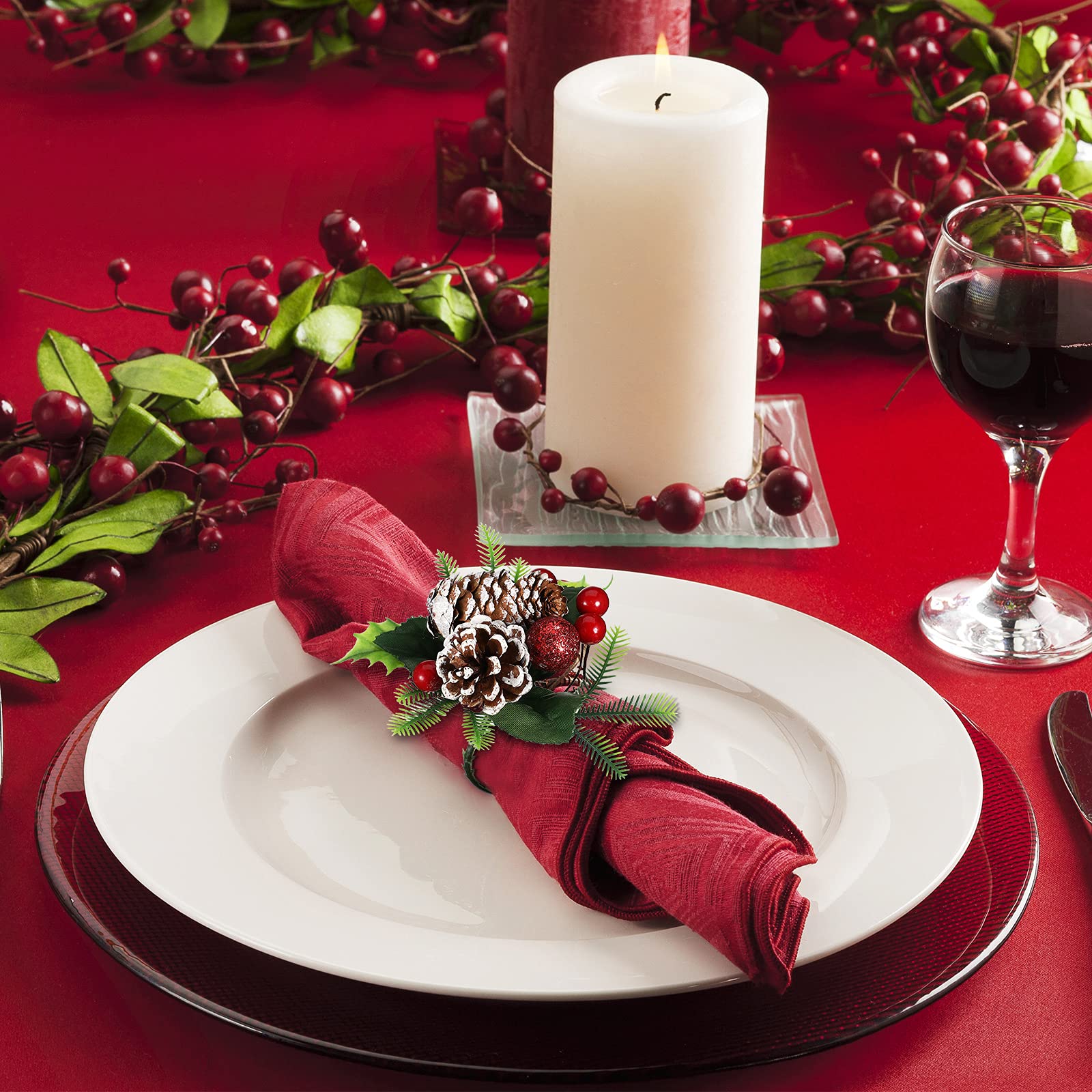 Patelai napkin ring around a wine bottle for decorative dining