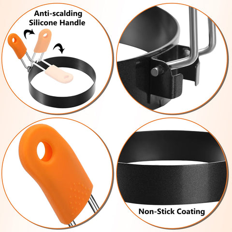 Patelai pancake ring with orange handle for easy grip and safety