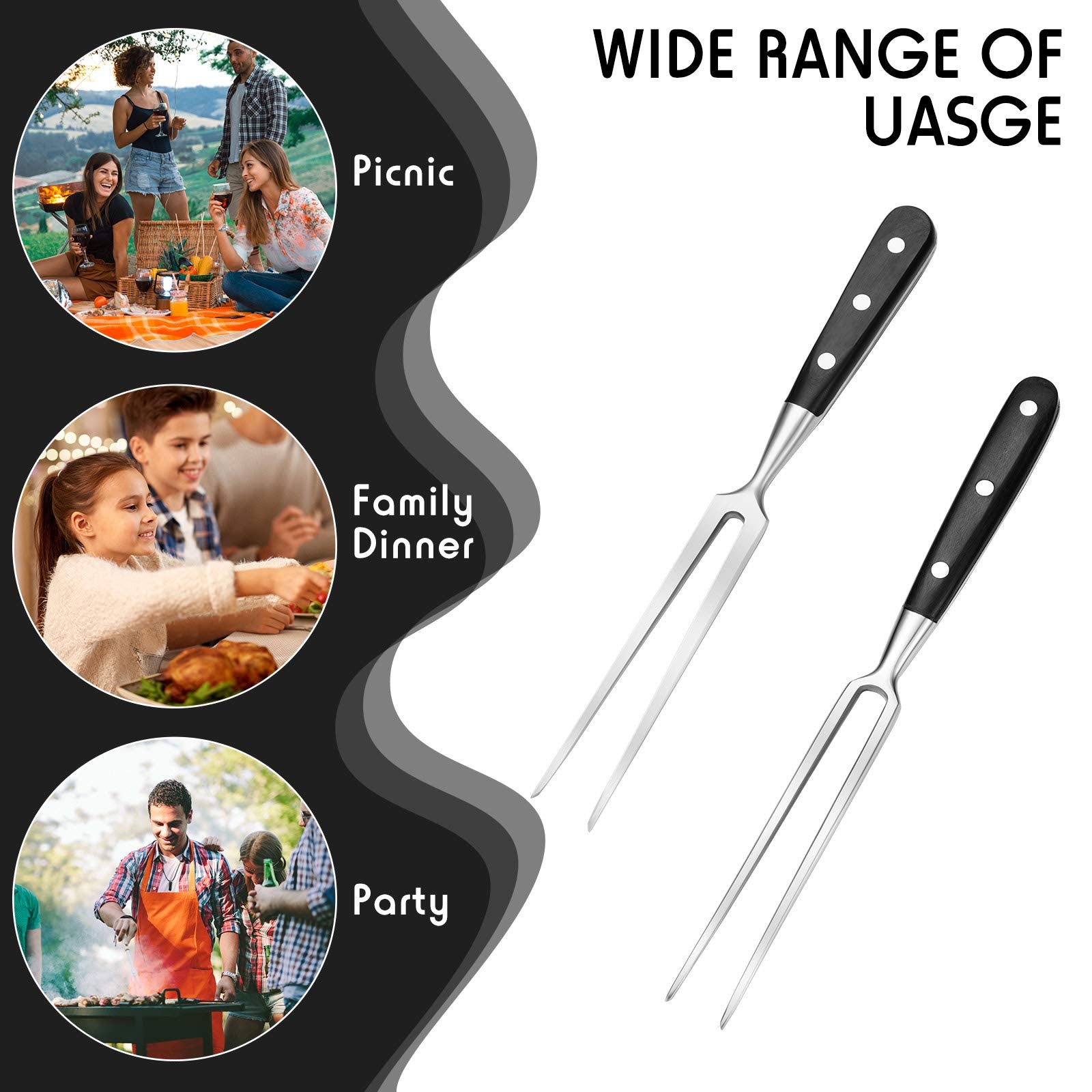 Patelai 12-inch carving forks suitable for family barbecues and holiday dinners