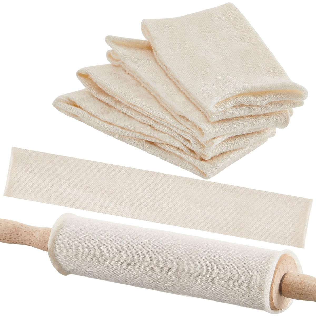 Patelai rolling pin covers four-pack laid out flat for easy baking prep.