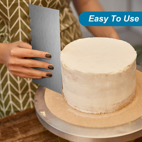 Patelai smooth edge tool helps achieve even, polished cake edges.