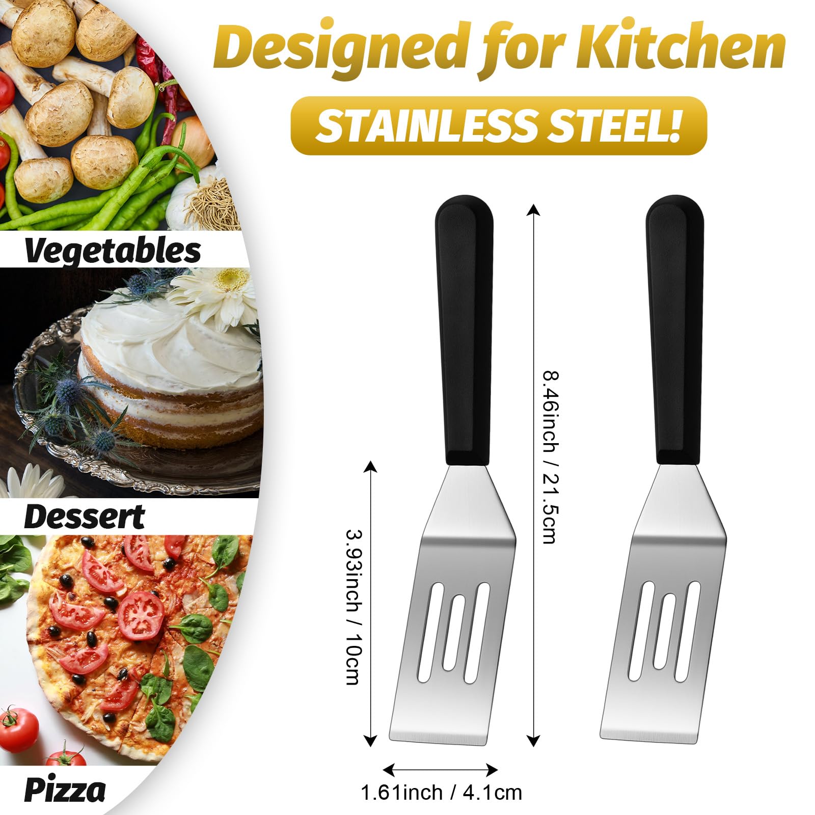 Patelai spatula with slanted edge glides under snacks without tearing
