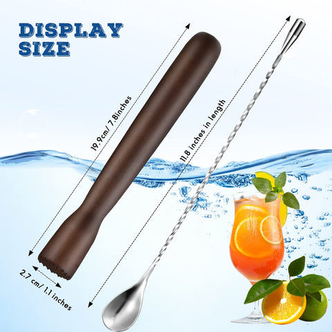 Patelai stainless steel spiral mixing spoon with long 11.8 inch handle for thorough mixing