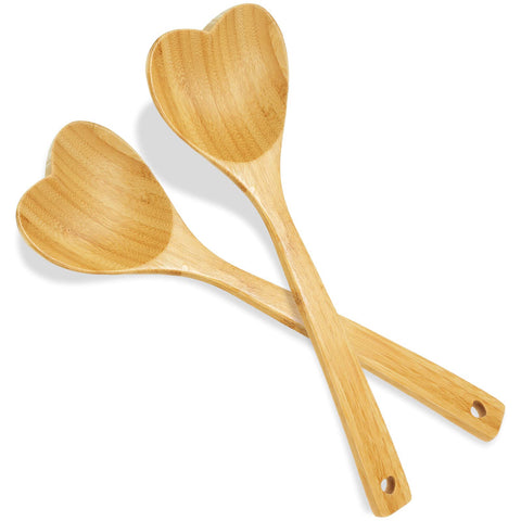 Patelai wooden heart spoons 12.2 inch set for healthy cooking and easy stirring.