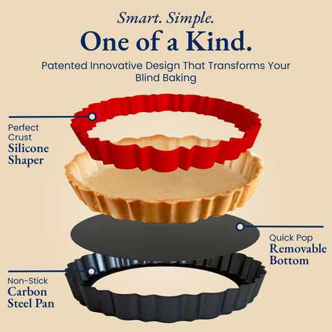 Patz&Patz red crust shaper ring creates bold pattern for a bakery-ready look.