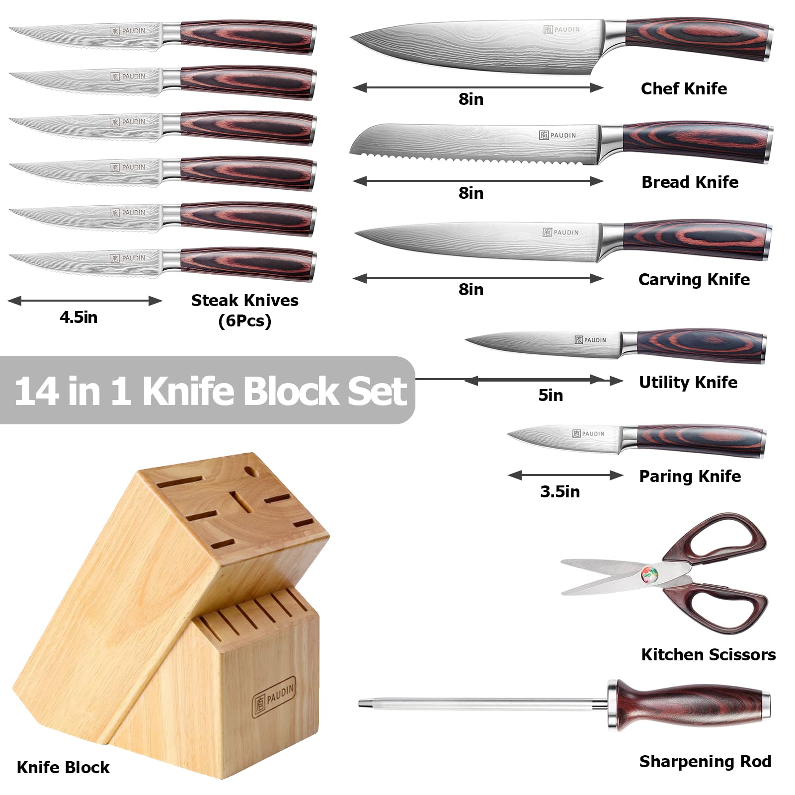 PAUDIN 8-inch chef knife ready for precise slicing