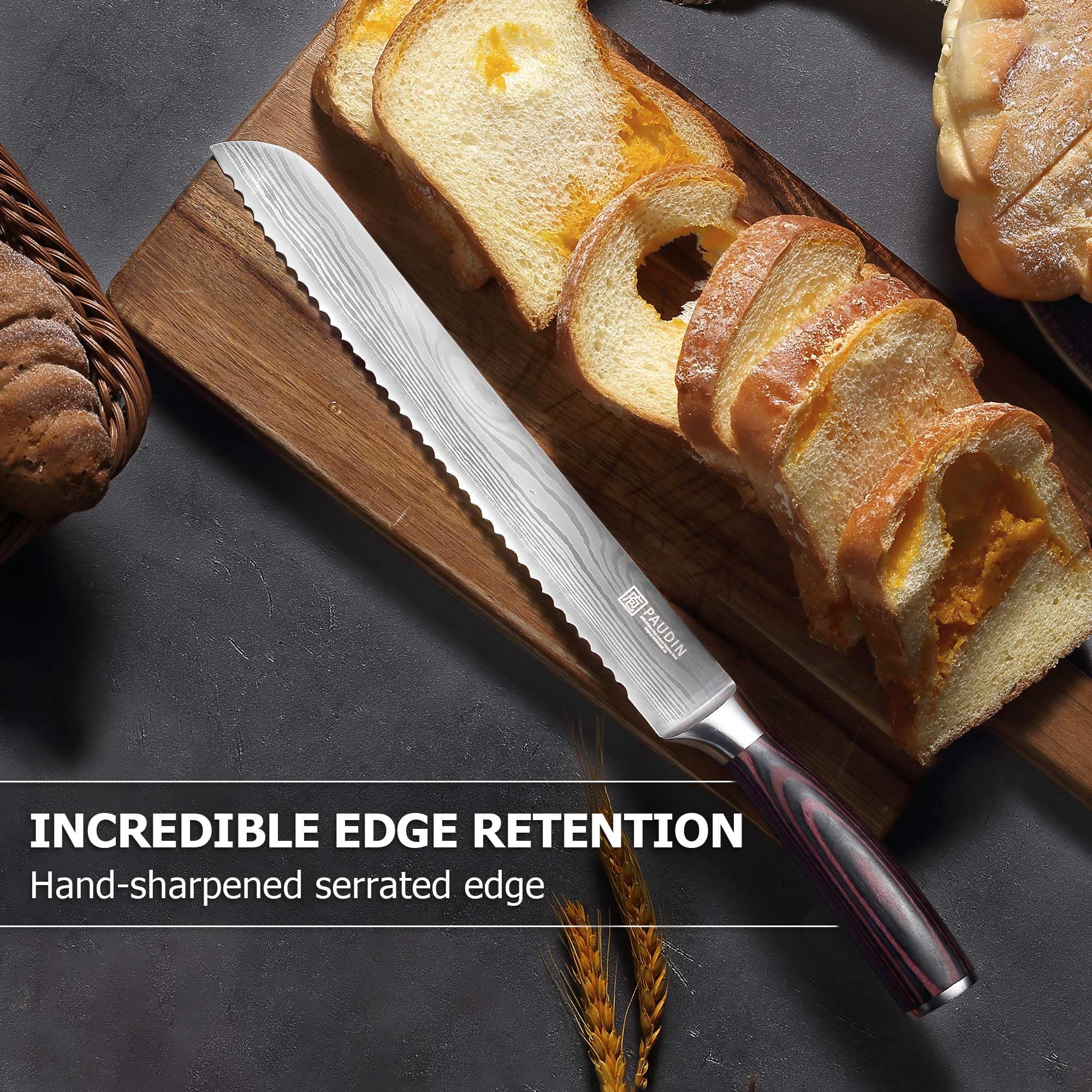 Elegant PAUDIN packaging makes this bread knife a thoughtful gift.