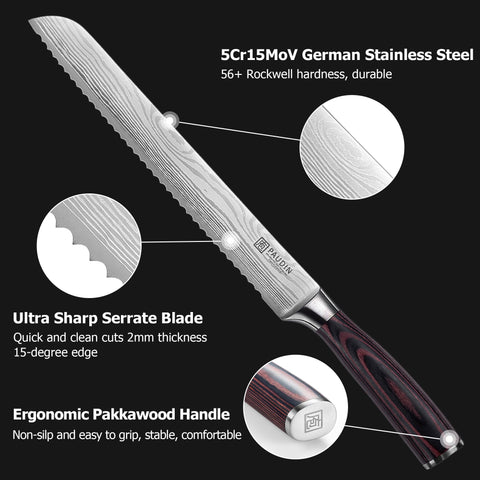 PAUDIN bread knife is a versatile kitchen companion for bread, cakes, and sandwiches.