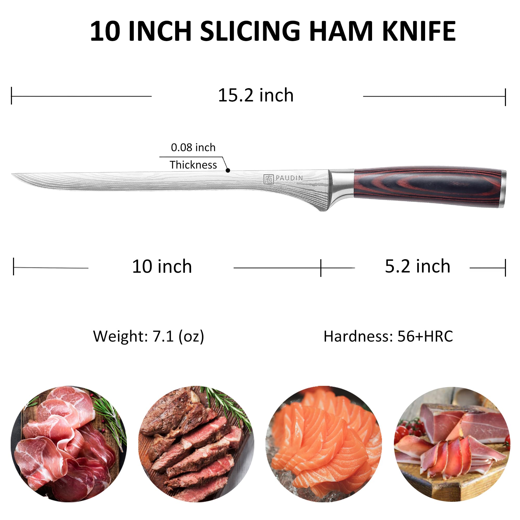 PAUDIN carving knife pakkawood handle highlights ergonomic grip