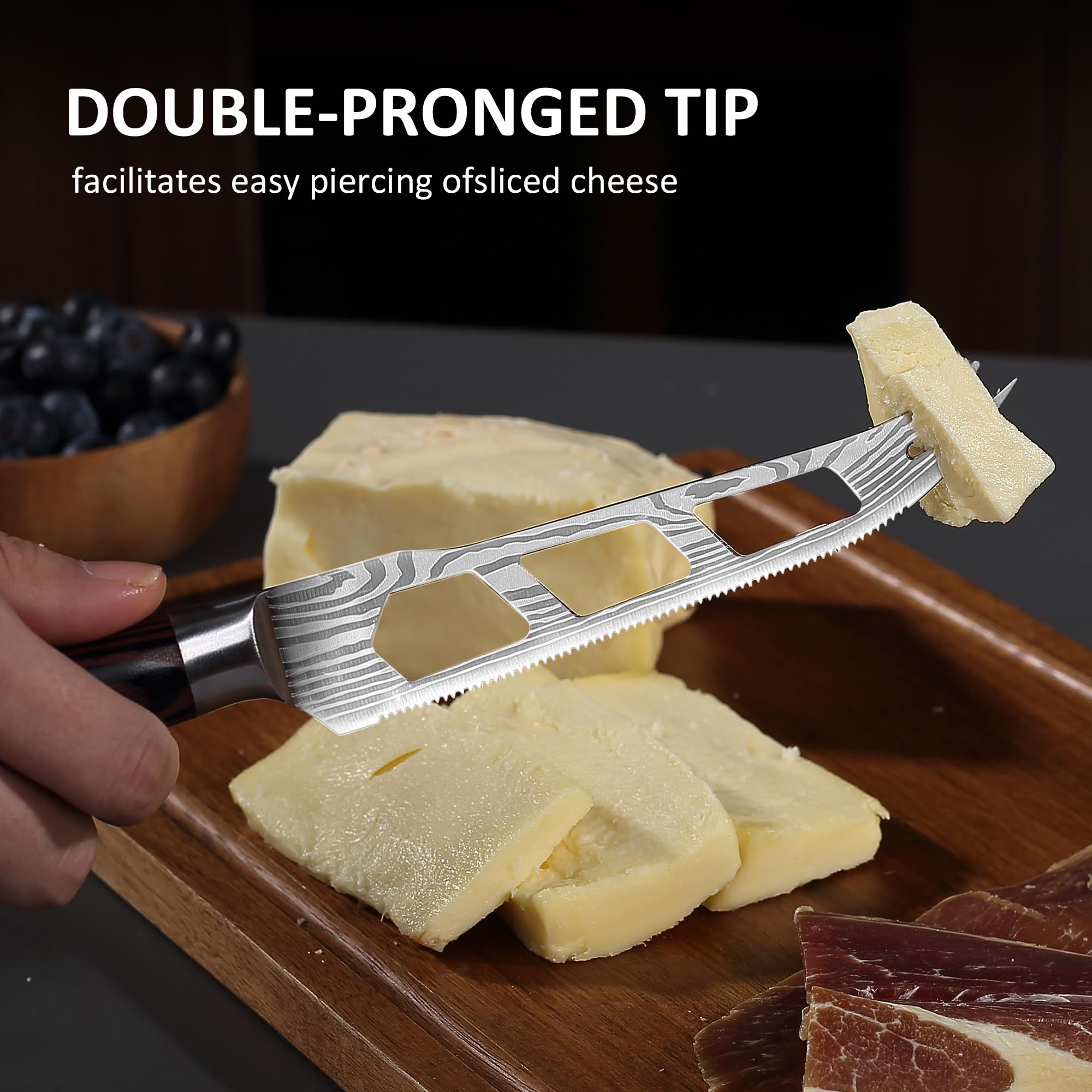 PAUDIN cheese knife with perforated blade reduces sticking when slicing