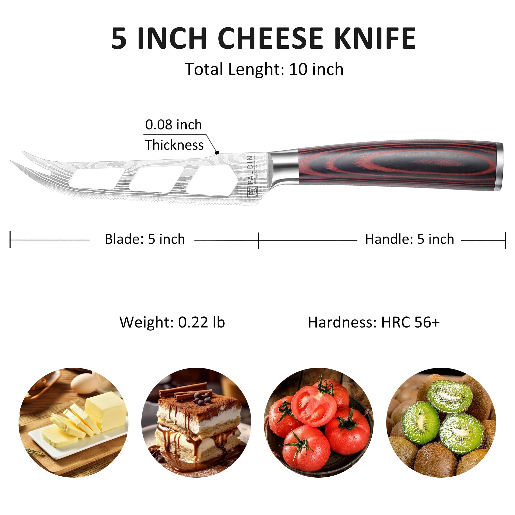 PAUDIN cheese knife ideal for slicing cheeses, fruits, and vegetables