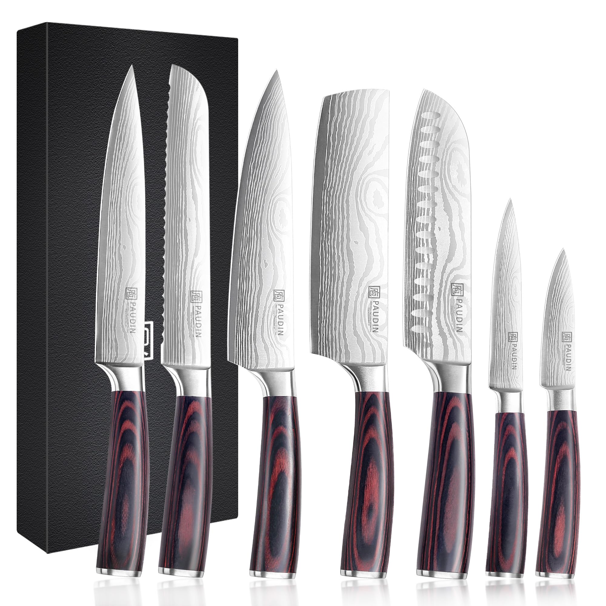 PAUDIN 8-inch chef knife with pakkawood handle for precise slicing