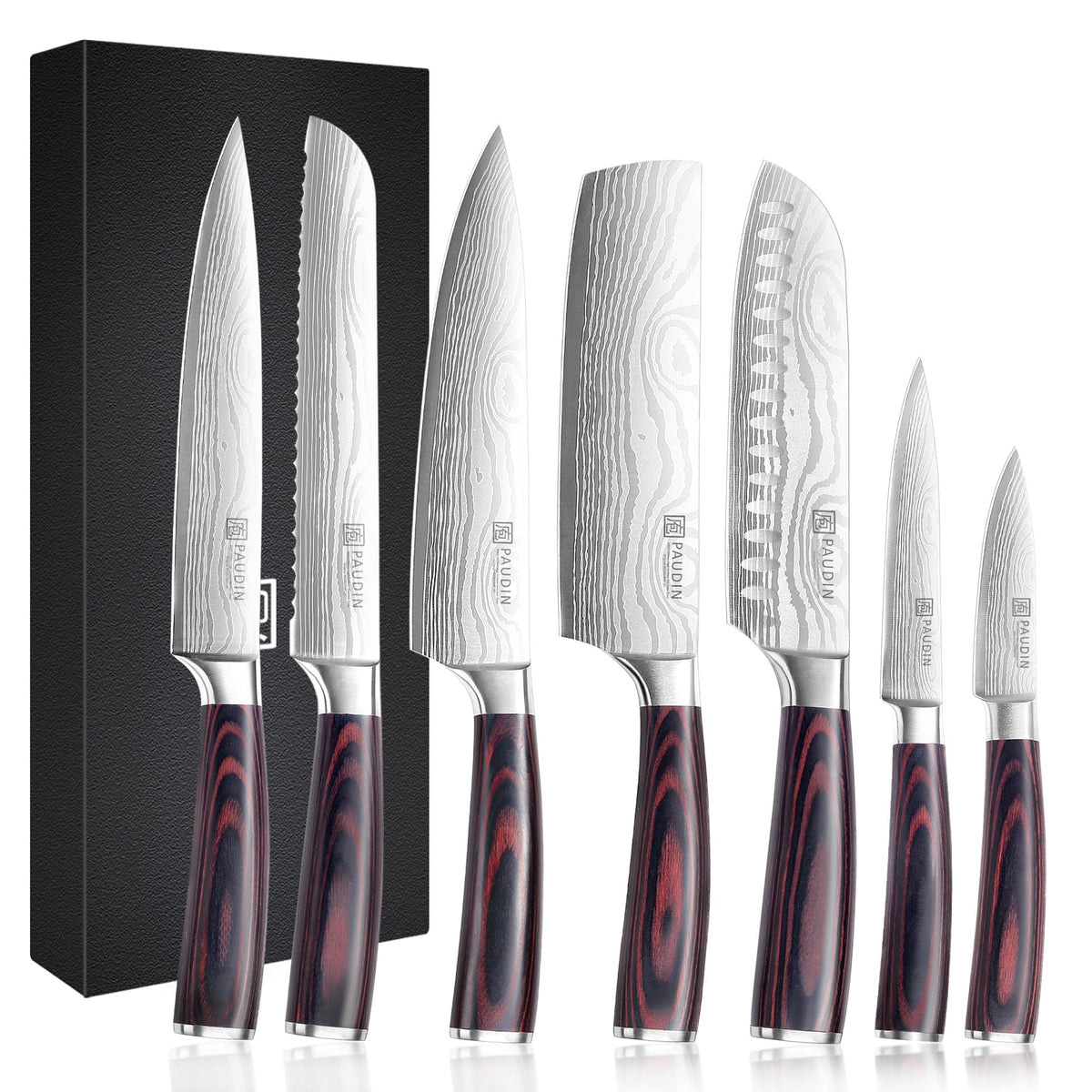 PAUDIN 8-inch chef knife with pakkawood handle for precise slicing