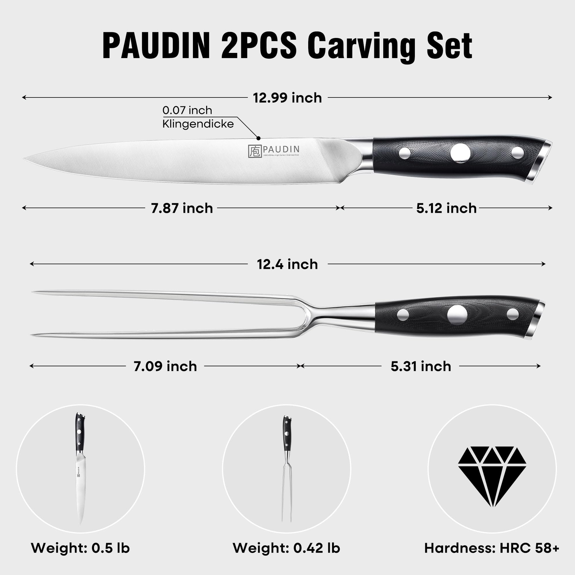 PAUDIN G10 handle resists heat and moisture for a secure grip
