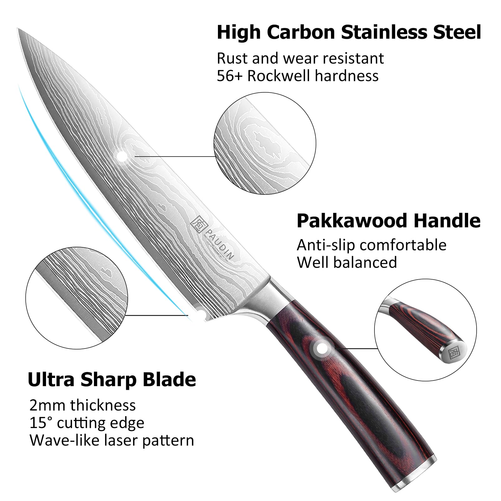 PAUDIN 3.5 inch paring knife ideal for peeling and trimming