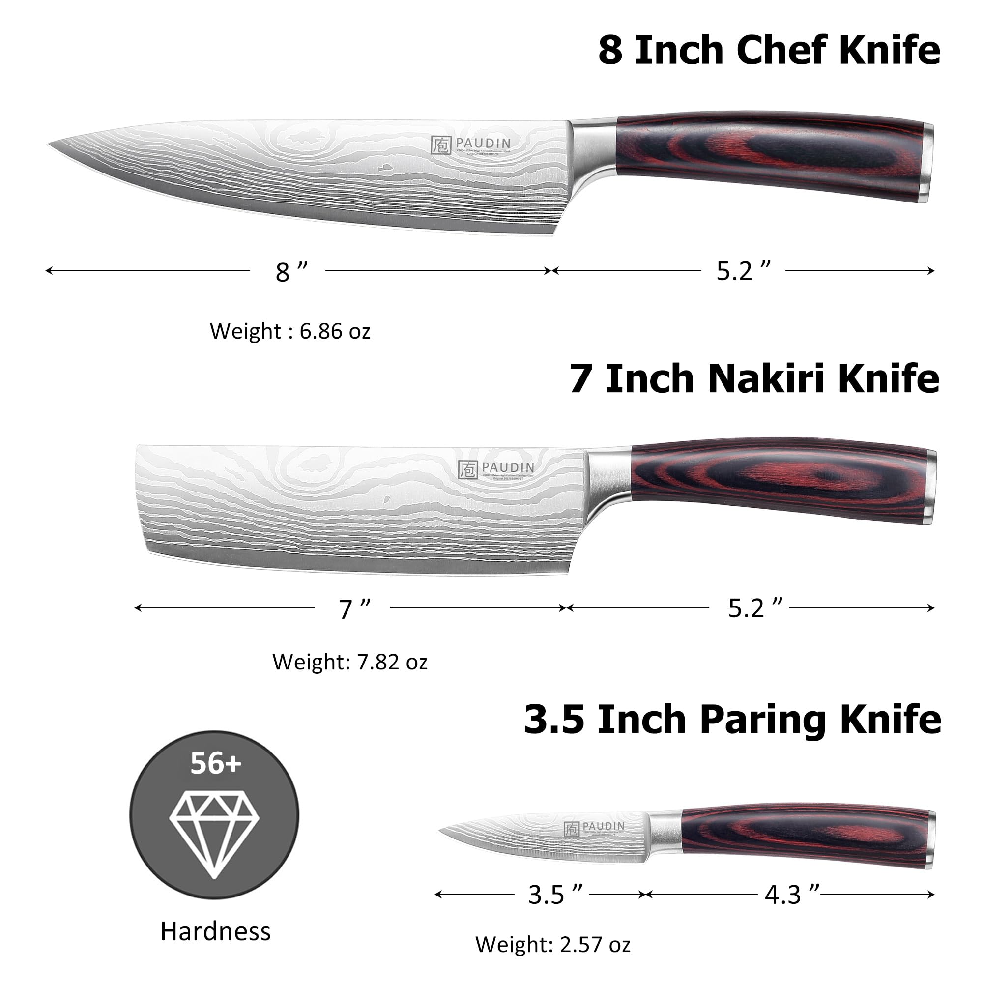 PAUDIN 7 inch nakiri knife in action for vegetable prep
